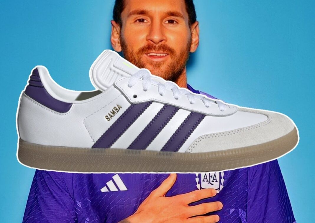 Lionel Messi, adidas Samba, adidas - 梅西 x 阿迪達斯桑巴 "白色/紫色 "2024 年 10 月發佈