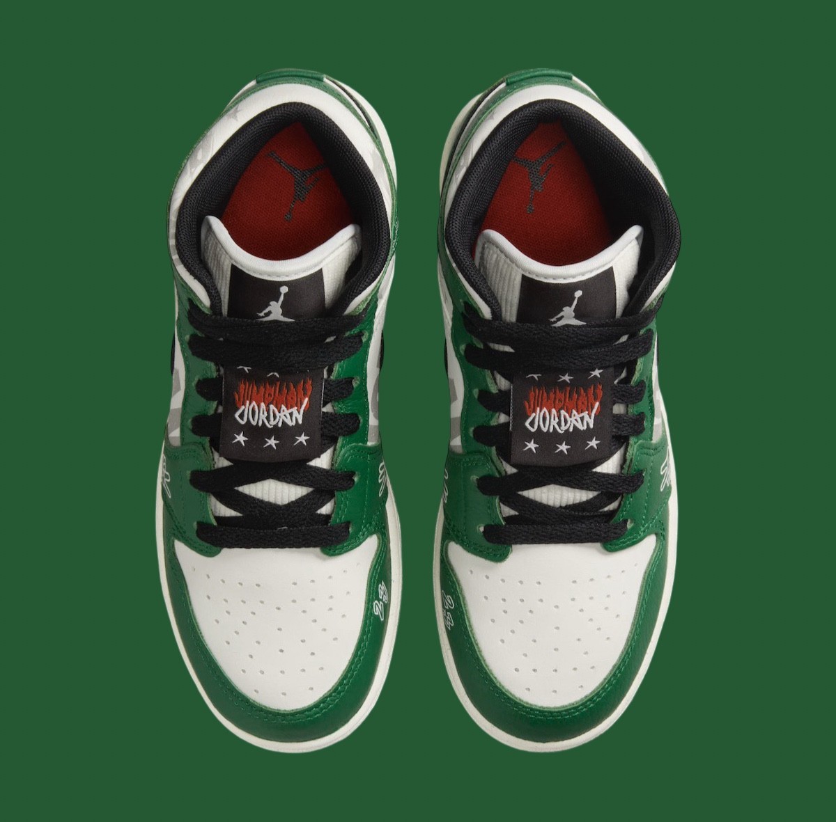 Air Jordan 1 Mid, Air Jordan 1, Air Jordan - Air Jordan 1 Mid GS "松樹綠 "配俏皮品牌標識