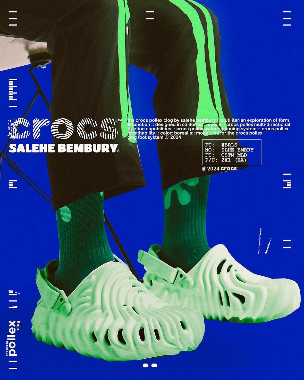 Salehe Bembury, Crocs, ANTA - Salehe Bembury x Crocs Pollex Clog "Manta "和 "Borealis" 2024 年 10 月發佈