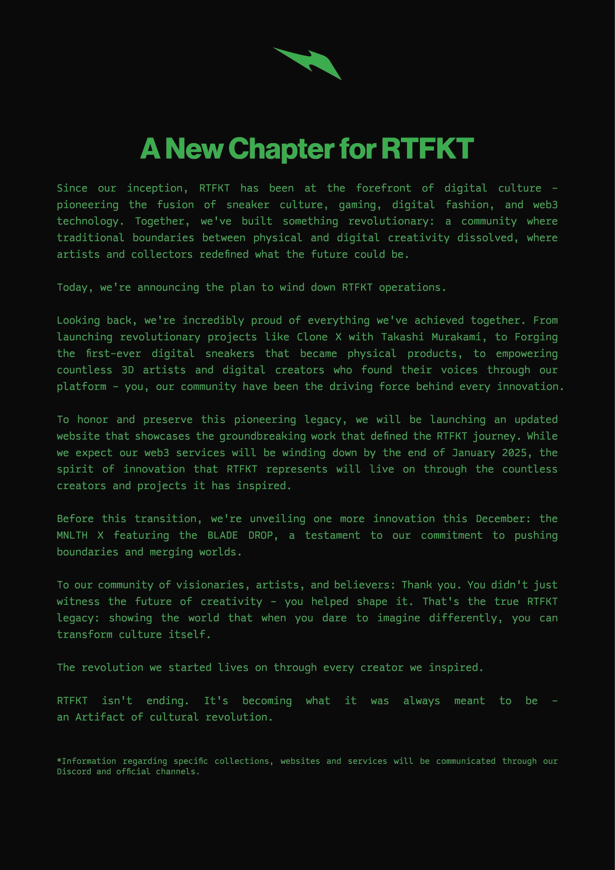 RTFKT, Nike - 耐克關閉 RTFKT Web3 實驗