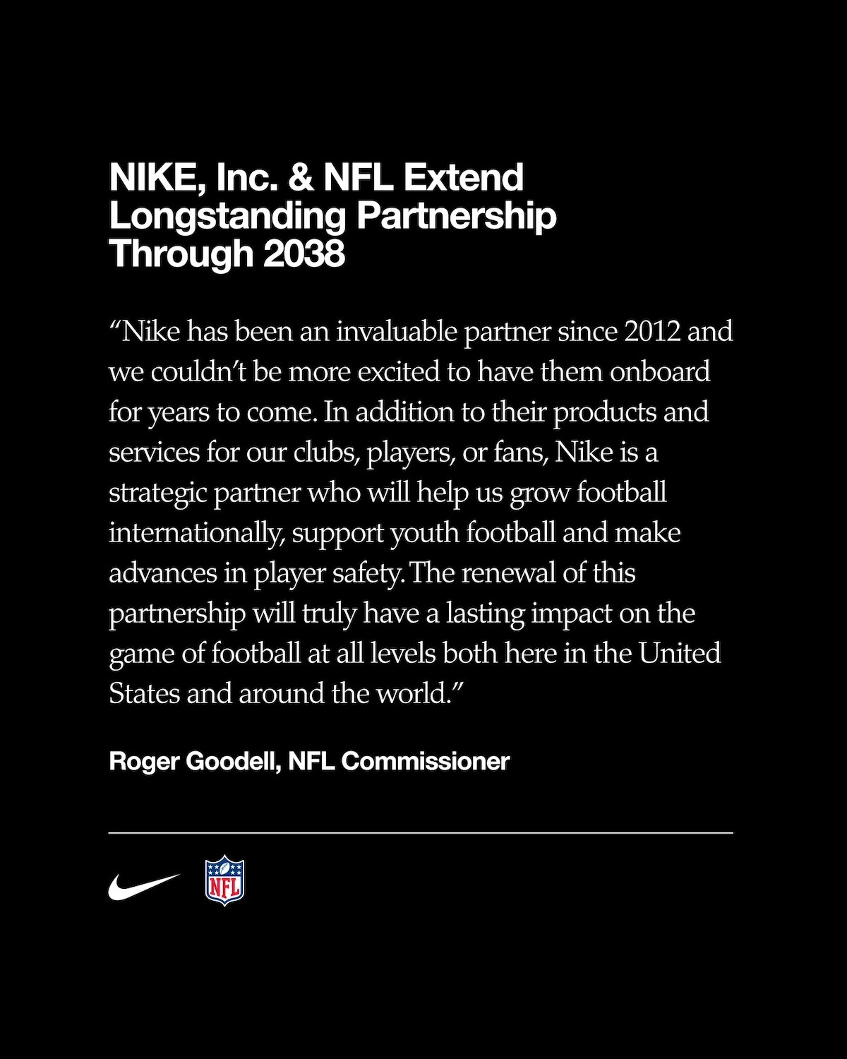 Nike - 耐克與 NFL 將合作關系延長至 2038 年