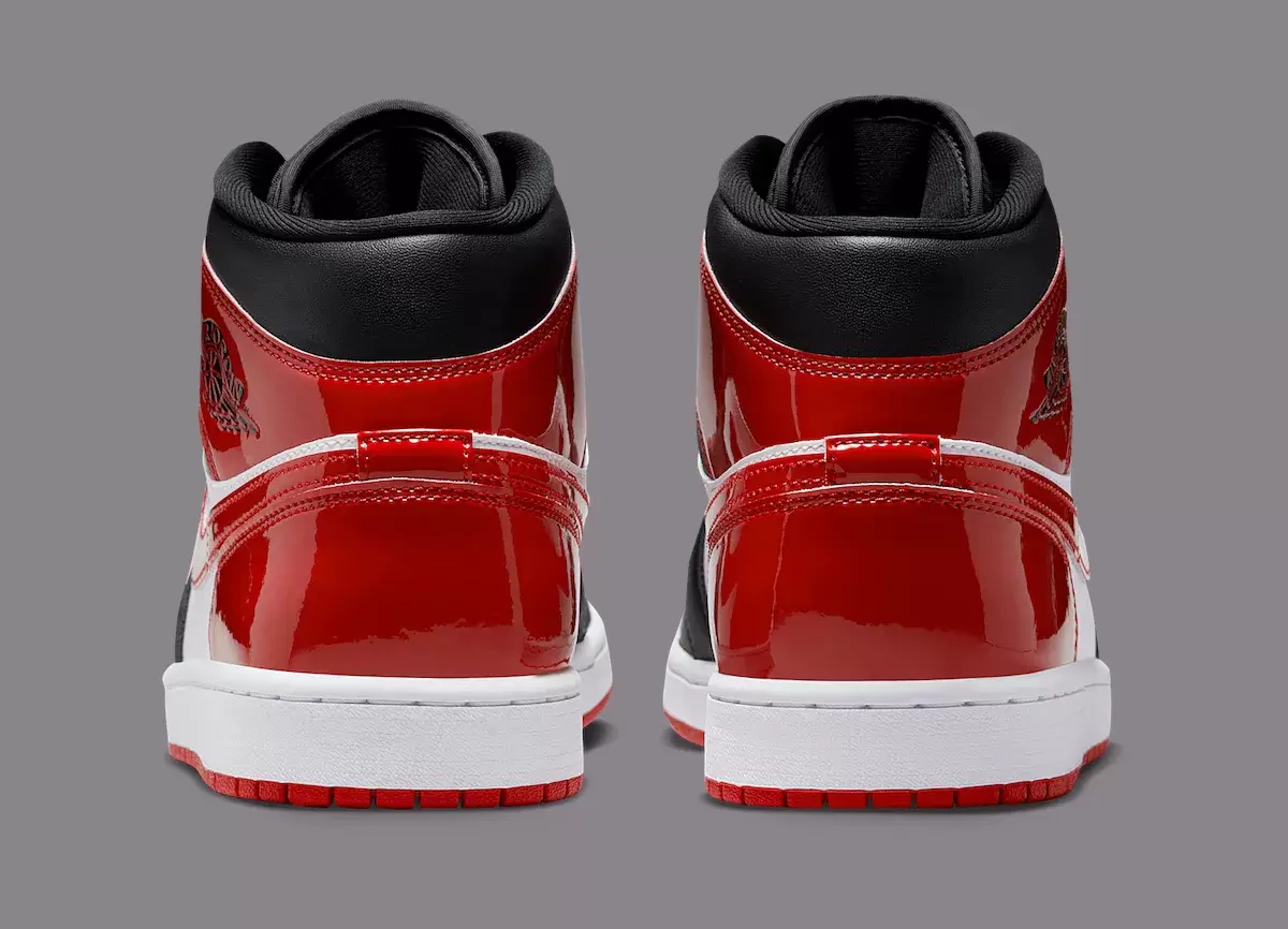 Air Jordan 1 Mid "Bred Toe "獲得亮面漆面改造 Air Jordan 1 Mid, Air Jordan 1 Bred Toe, Air Jordan 1 - Air Jordan 1 Mid "Bred Toe "獲得亮面漆面改造