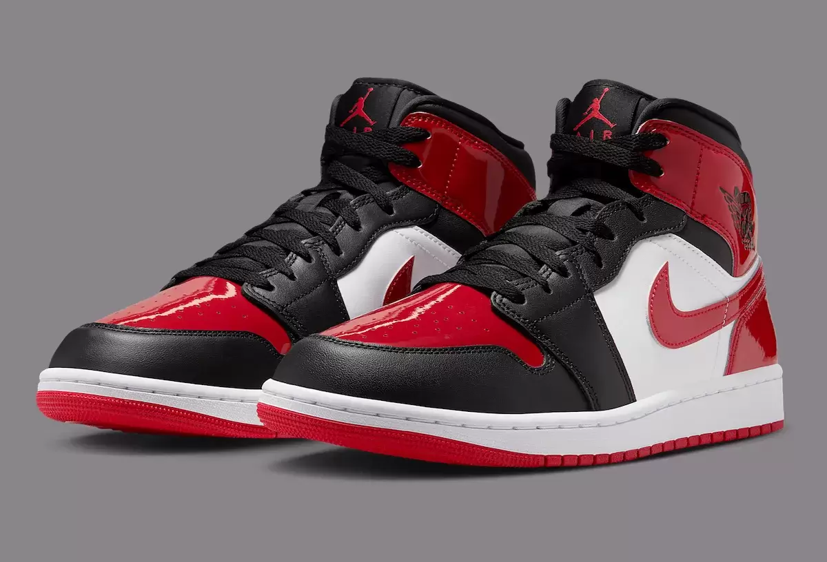 Air Jordan 1 Mid "Bred Toe "獲得亮面漆面改造 Air Jordan 1 Mid, Air Jordan 1 Bred Toe, Air Jordan 1 - Air Jordan 1 Mid "Bred Toe "獲得亮面漆面改造
