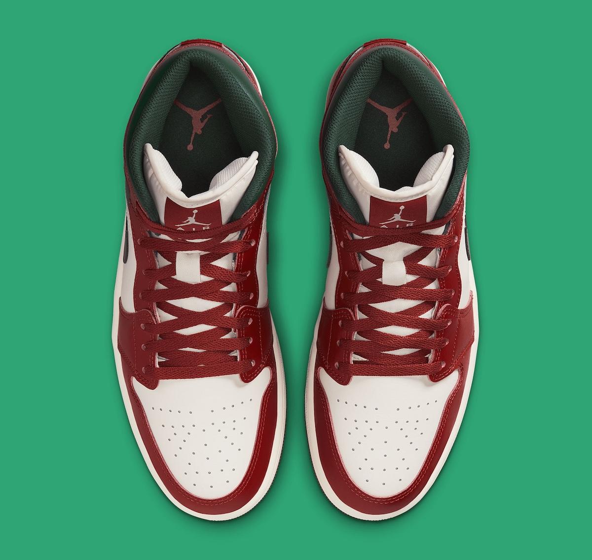 Air Jordan 1 Mid "紅石/午夜綠 "為節日助興 Air Jordan 1 Mid, Air Jordan 1, Air Jordan - Air Jordan 1 Mid "紅石/午夜綠 "為節日助興