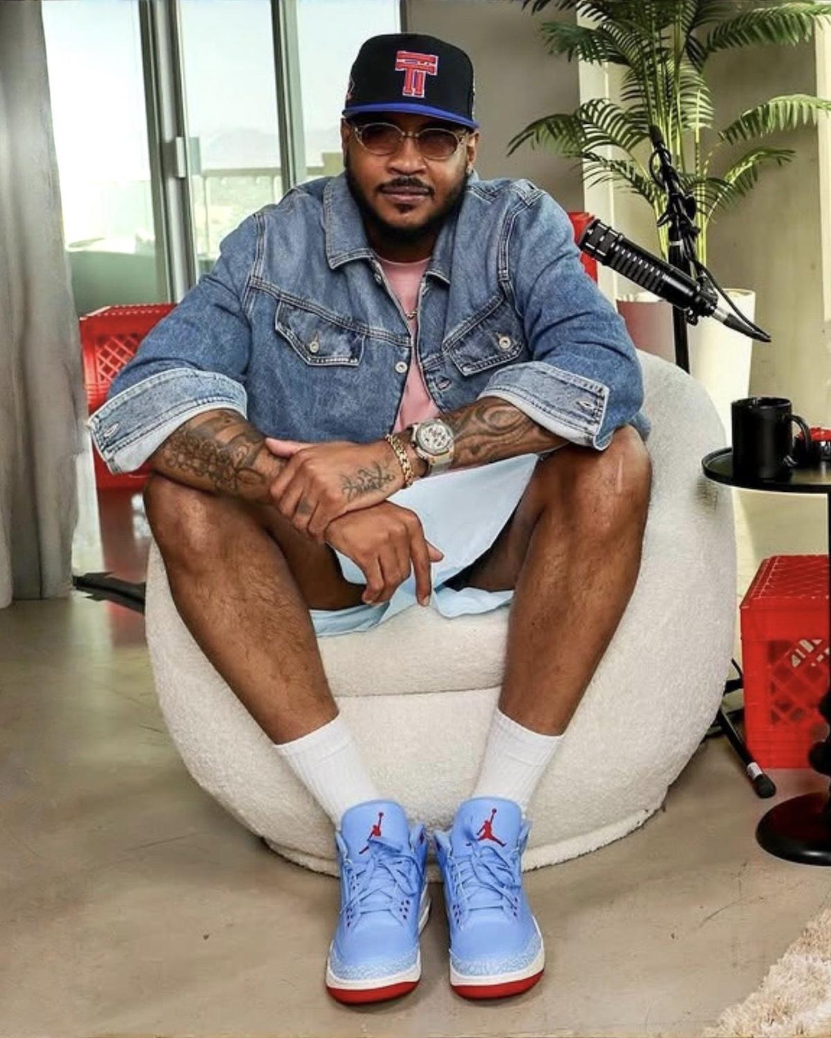 卡梅隆-安東尼首次推出芝加哥國旗顏色的 Air Jordan 3 PE Carmelo Anthony, Air Jordan 3, Air Jordan - 卡梅隆-安東尼首次推出芝加哥國旗顏色的 Air Jordan 3 PE