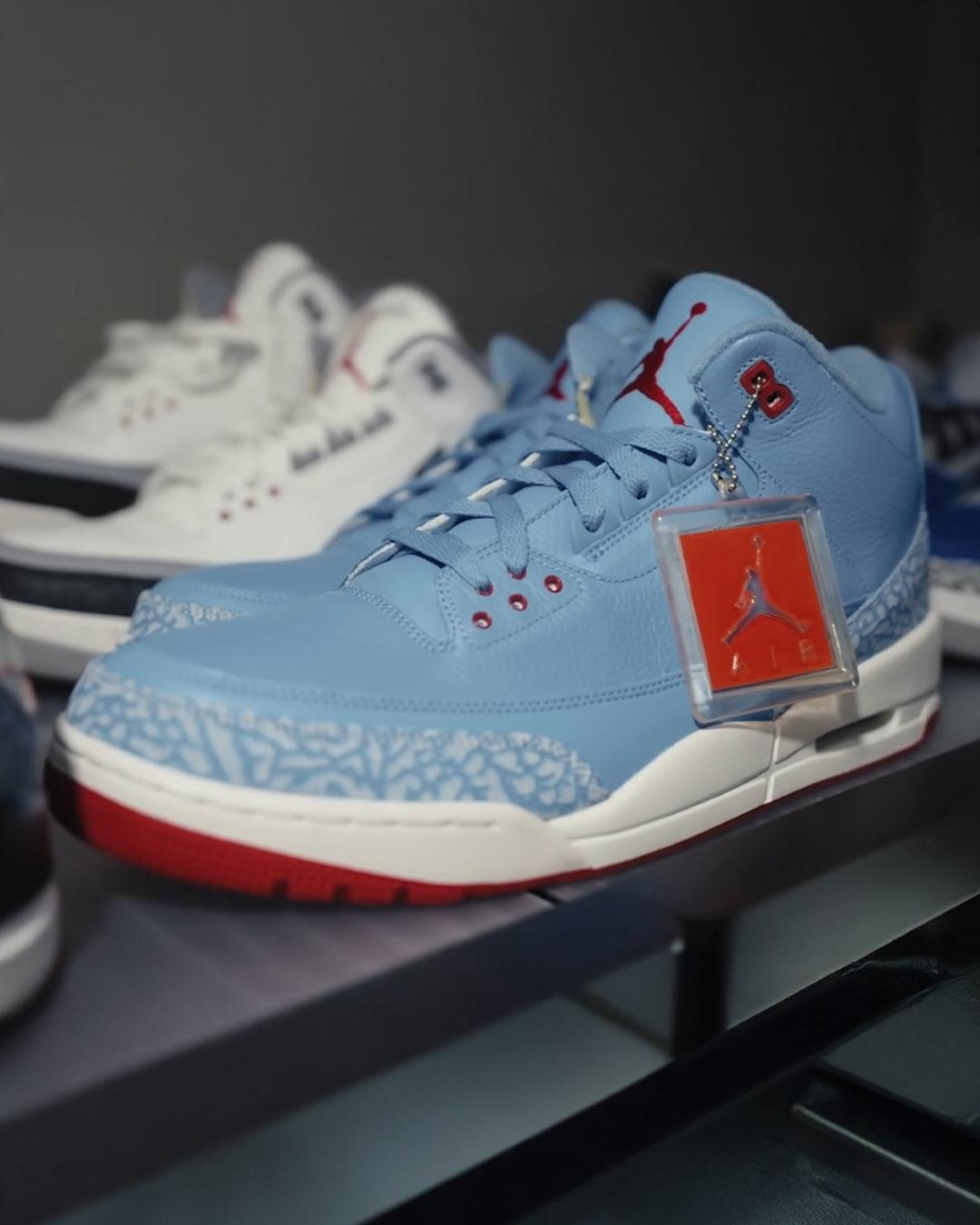 卡梅隆-安東尼首次推出芝加哥國旗顏色的 Air Jordan 3 PE Carmelo Anthony, Air Jordan 3, Air Jordan - 卡梅隆-安東尼首次推出芝加哥國旗顏色的 Air Jordan 3 PE