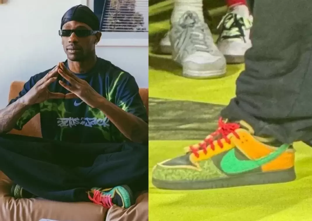 Travis Scott, Nike Dunk Low, Nike, Cactus Plant Flea Market - 特拉維斯-斯科特亮相 CPFM x 耐克沼澤海綿低幫扣籃大賽