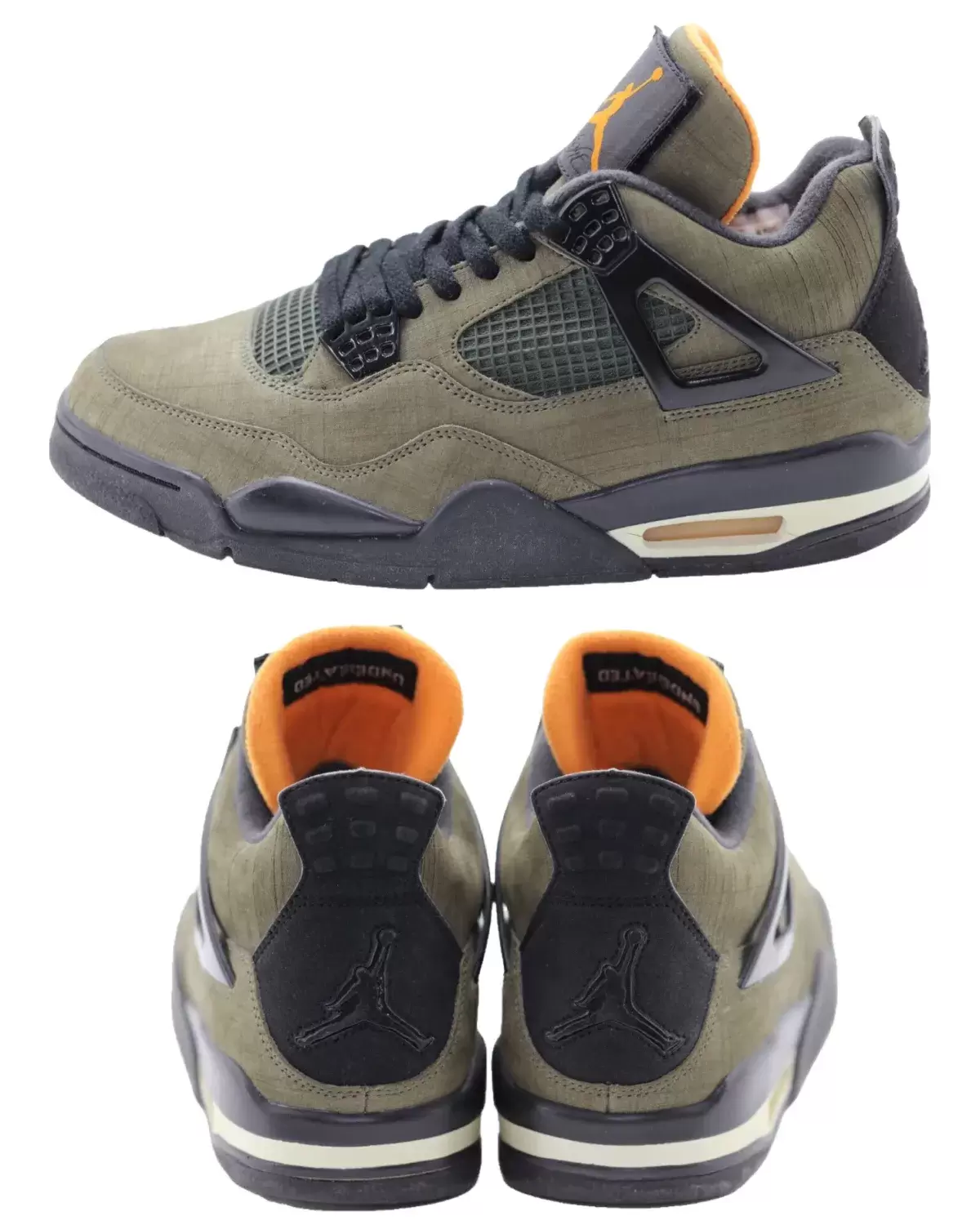 原版 2005 Air Jordan 4 x Undefeated "Ballistic" Looksee 樣品 - 2025 Friends & Family 版的藍本。 Air Jordan 4 x Undefeated Ballistic Looksee Sample from 2005 in olive green with black and orange accents