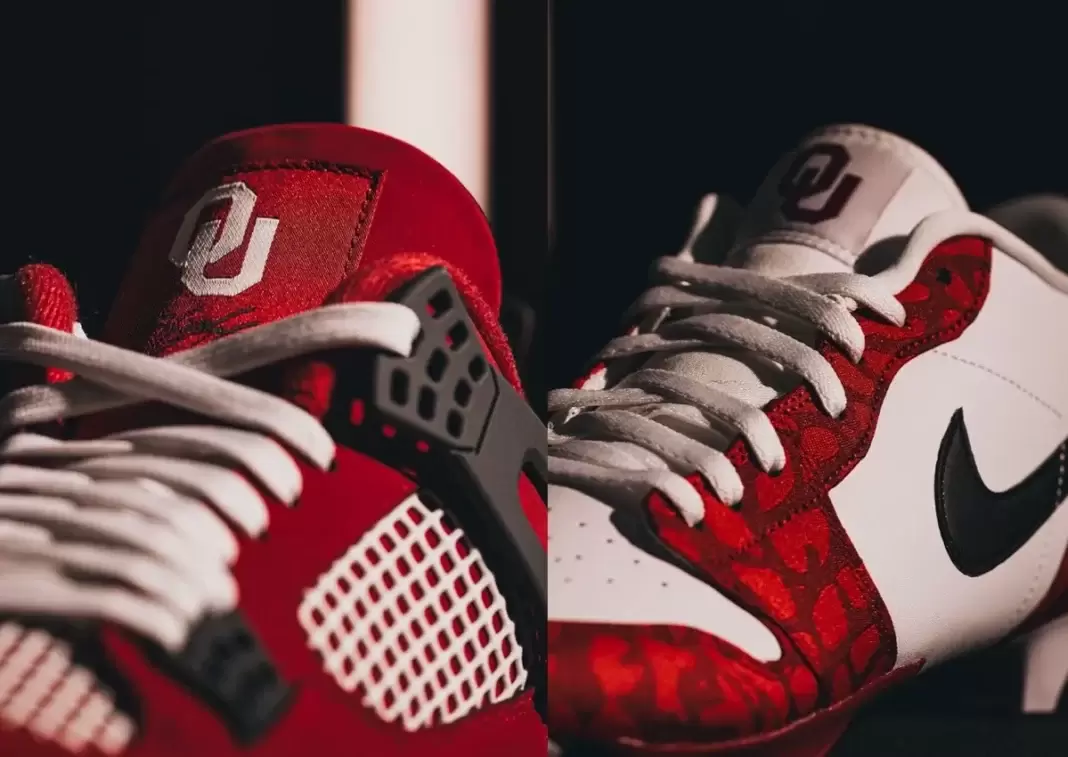 Oklahoma Sooners, Air Jordan 4 Oklahoma Sooners, Air Jordan 4, Air Jordan 1 Low, Air Jordan 1 - 俄克拉荷馬州 Sooners 為 2025 橄欖球賽季推出 Air Jordan PE 球鞋