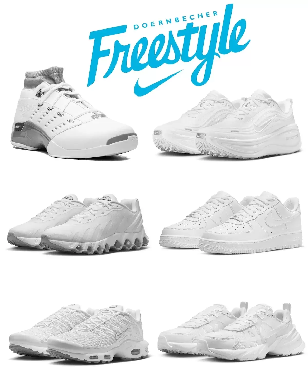 耐克 Doernbecher Freestyle 21(2026)系列包括 Air Jordan 17 Nike V2K Run, Nike Doernbecher Freestyle, Nike Air Max Plus, Nike Air Max DN8, Nike Air Force 1, Air Jordan 17 - 耐克 Doernbecher Freestyle 21(2026)系列包括 Air Jordan 17