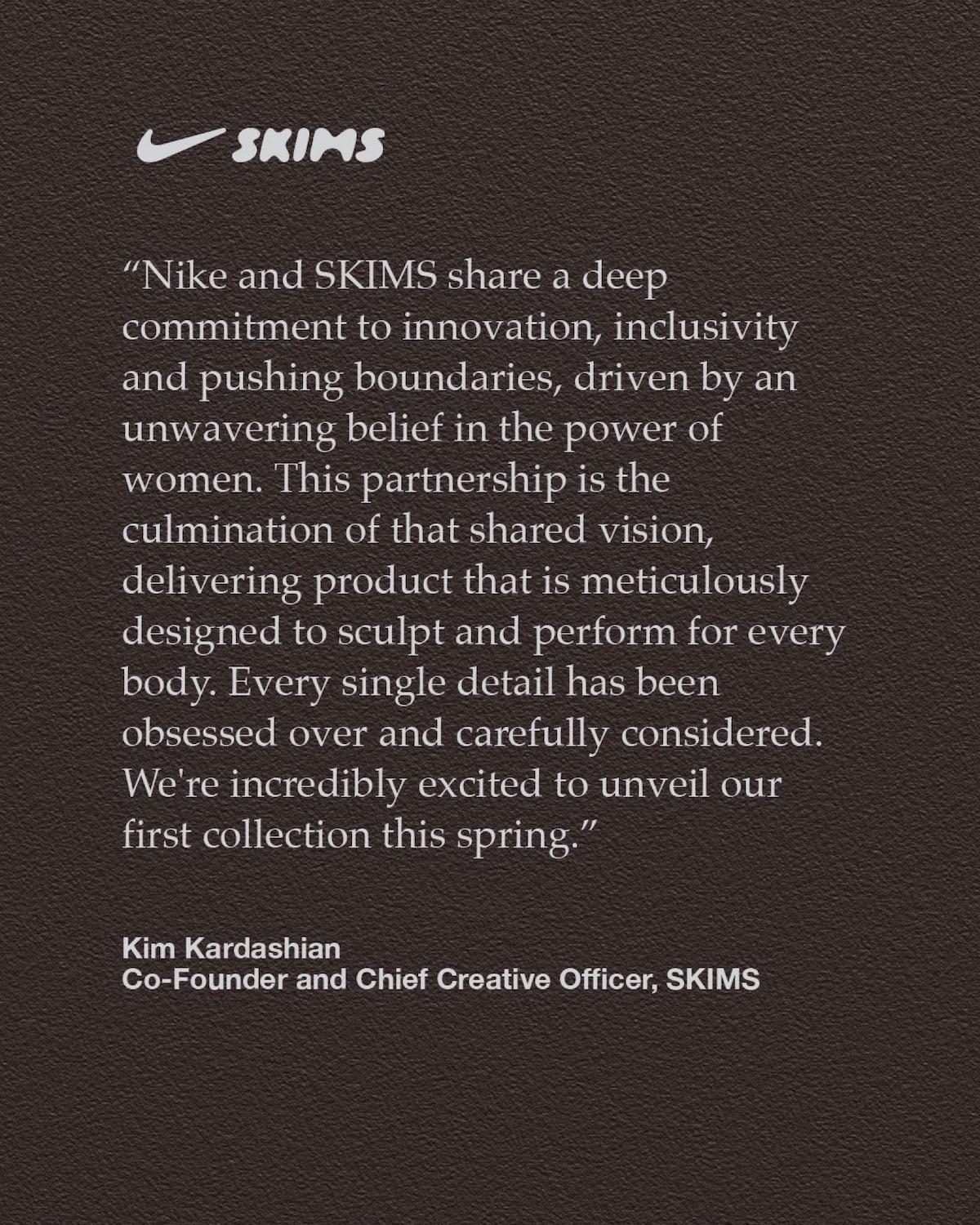 NikeSKIMS launch statement from Kim Kardashian NikeSKIMS launch statement from Kim Kardashian