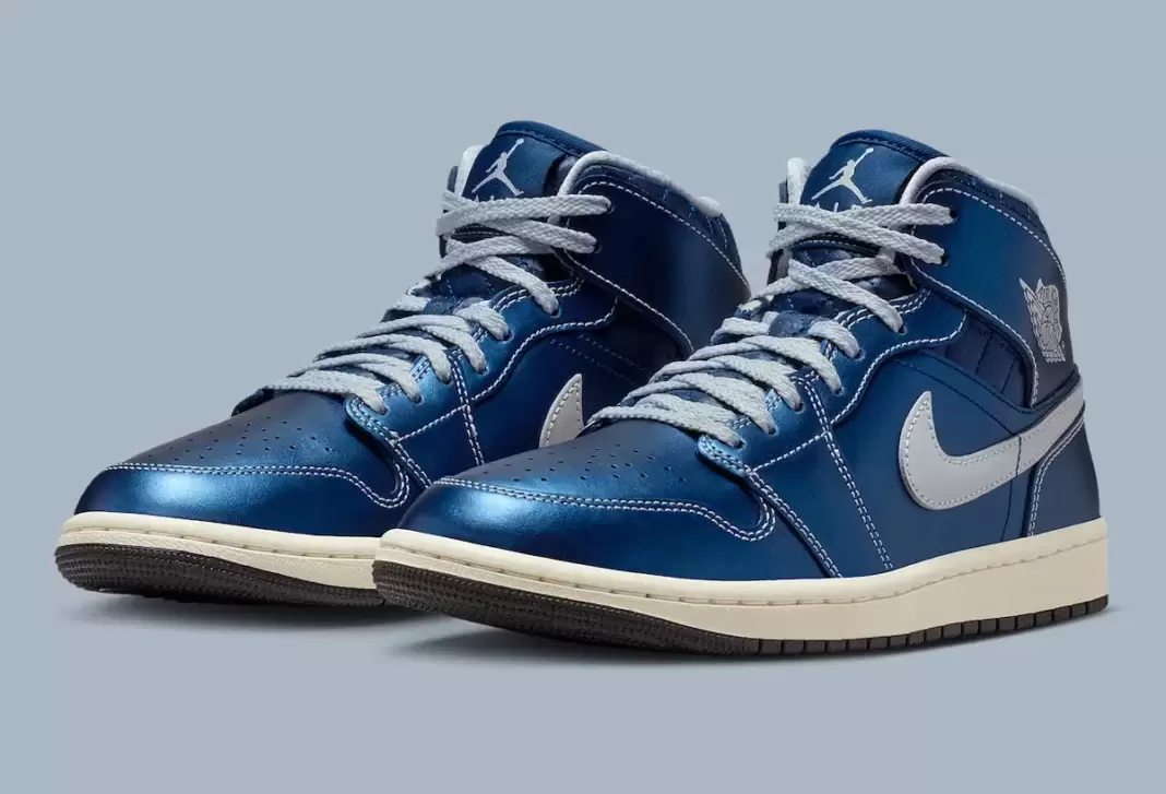 Air Jordan 1 Mid, Air Jordan 1, Air Jordan - Air Jordan 1 Mid 採用金屬藍外觀