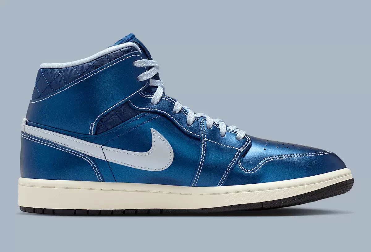 Air Jordan 1 Mid 採用金屬藍外觀 Air Jordan 1 Mid, Air Jordan 1, Air Jordan - Air Jordan 1 Mid 採用金屬藍外觀