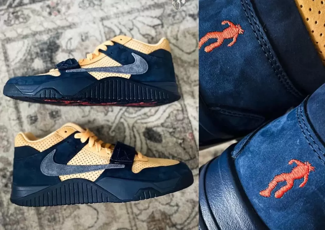 Travis Scott, Jordan Jumpman Jack, Jordan Brand - 特拉維斯-斯科特 Jordan Jumpman Jack "海軍藍/黃色 "樣品浮出水面