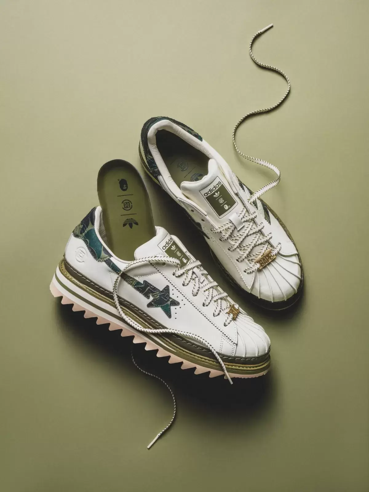 CLOT, BAPE, adidas superstar, adidas - 第一印象：CLOT x BAPE x adidas Superstar "綠色迷彩"