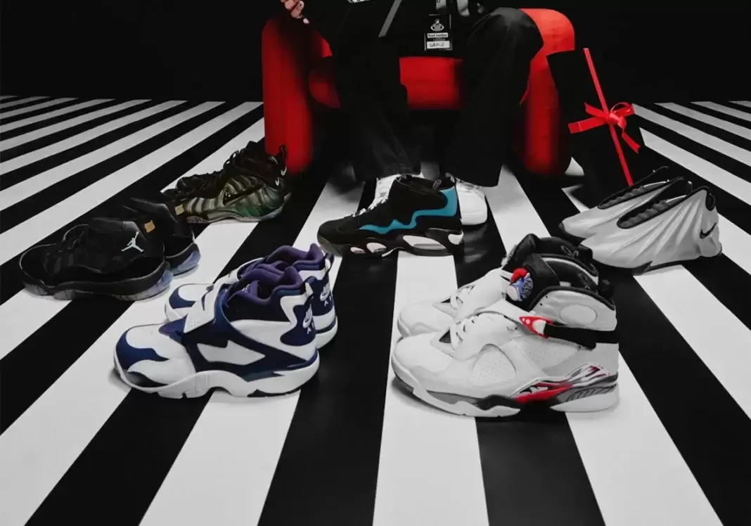 Nike Air Foamposite Pro, Nike Air Diamond Turf, Foot Locker, Air Jordan 8, Air Jordan 11 - Foot Locker 為 2025 年 12 月准備的精美禮物包括 "Bugs "喬丹 8、"Gamma "11、GT Future 等。