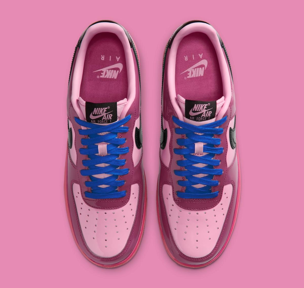 Nike Air Force 1 Low, Nike Air Force 1, Nike - 採用全漆皮的耐克 Air Force 1 Low "粉紅酷炫/桑莓玫瑰 "鞋款