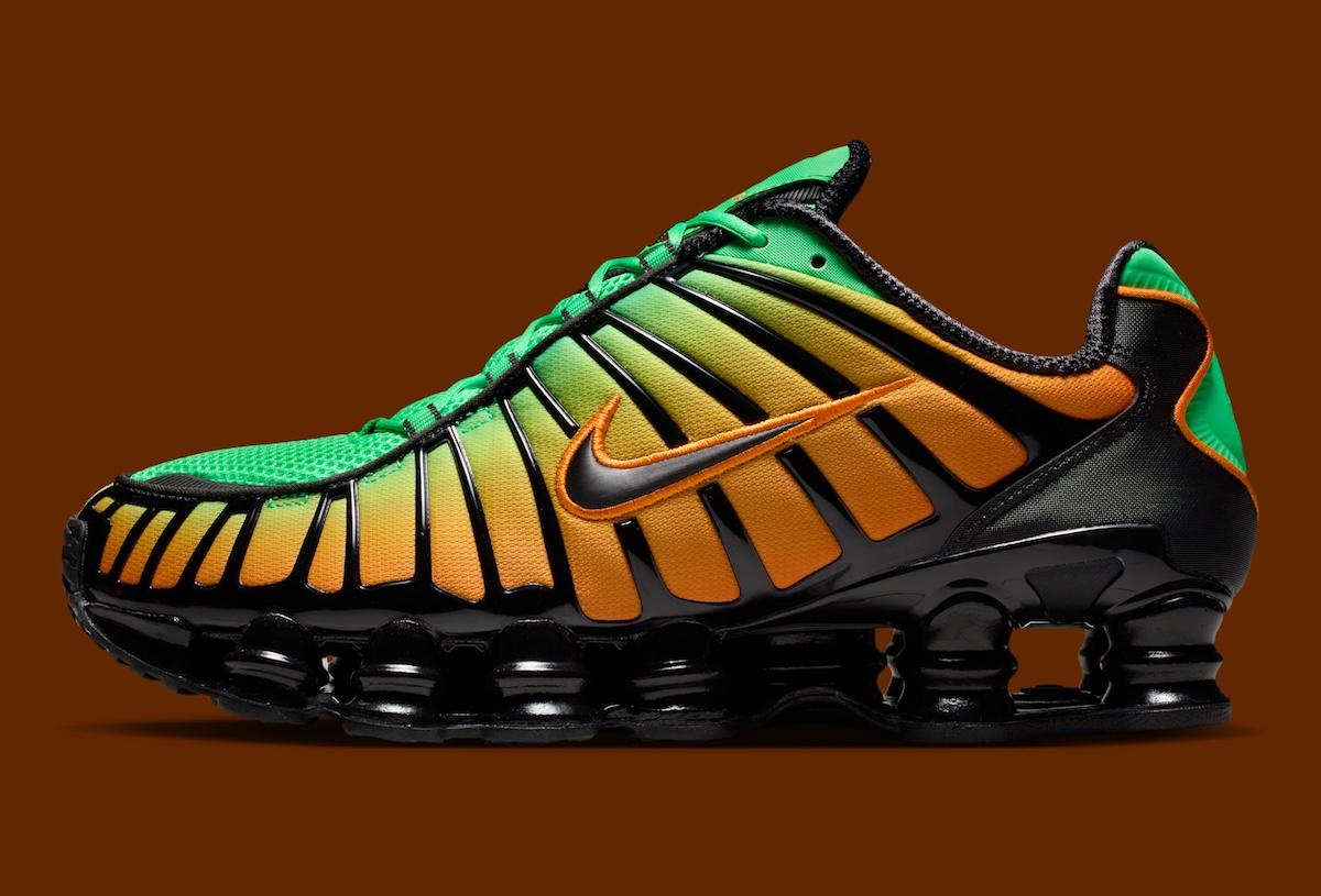 耐克 Shox TL "綠色沖擊/亮陶瓷 "將綠色和橙色完美融合 Nike Shox, Nike - 耐克 Shox TL "綠色沖擊/亮陶瓷 "將綠色和橙色完美融合