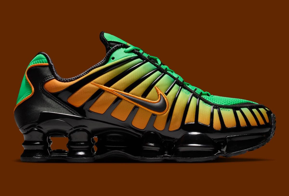 耐克 Shox TL "綠色沖擊/亮陶瓷 "將綠色和橙色完美融合 Nike Shox, Nike - 耐克 Shox TL "綠色沖擊/亮陶瓷 "將綠色和橙色完美融合
