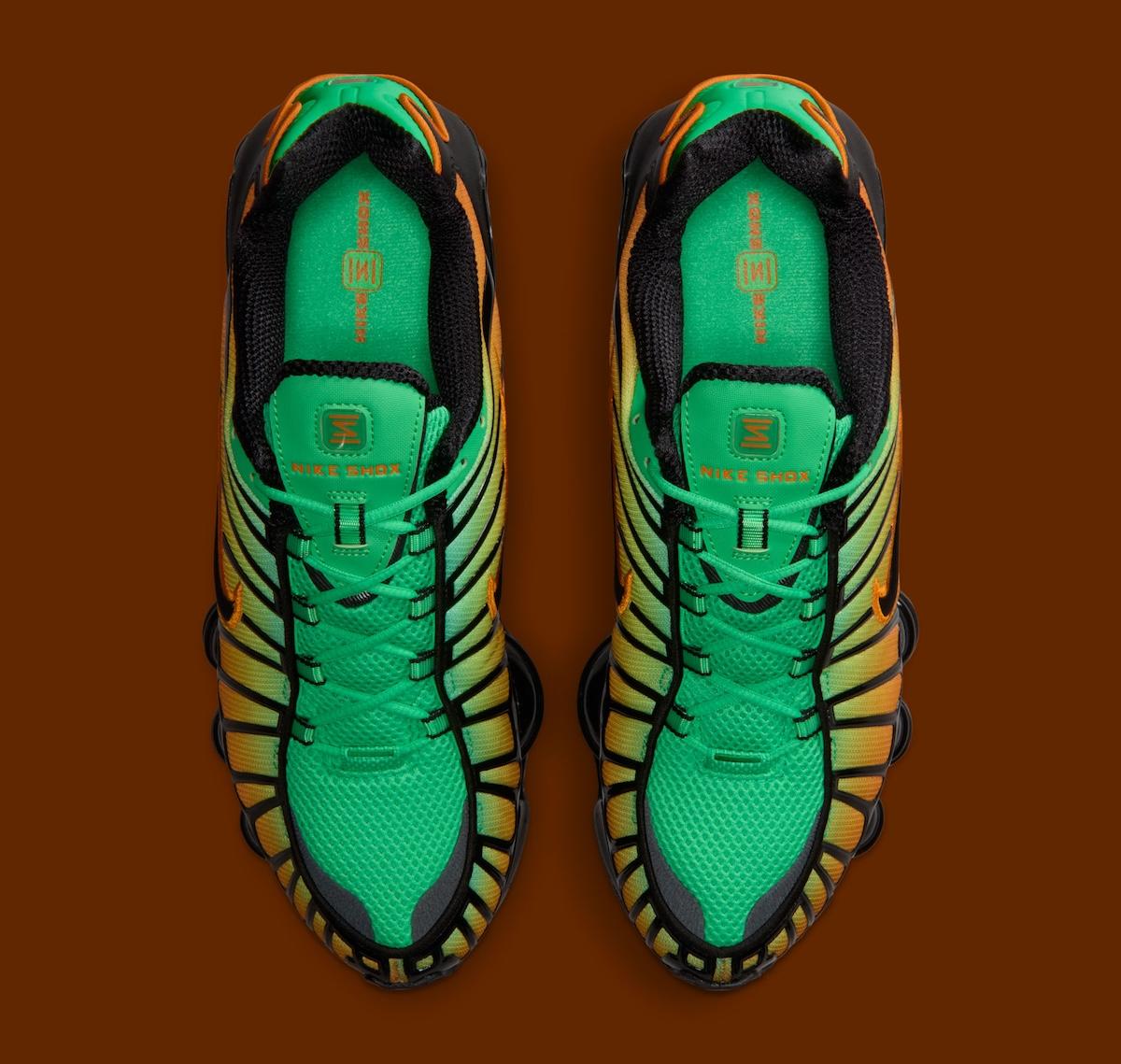 耐克 Shox TL "綠色沖擊/亮陶瓷 "將綠色和橙色完美融合 Nike Shox, Nike - 耐克 Shox TL "綠色沖擊/亮陶瓷 "將綠色和橙色完美融合