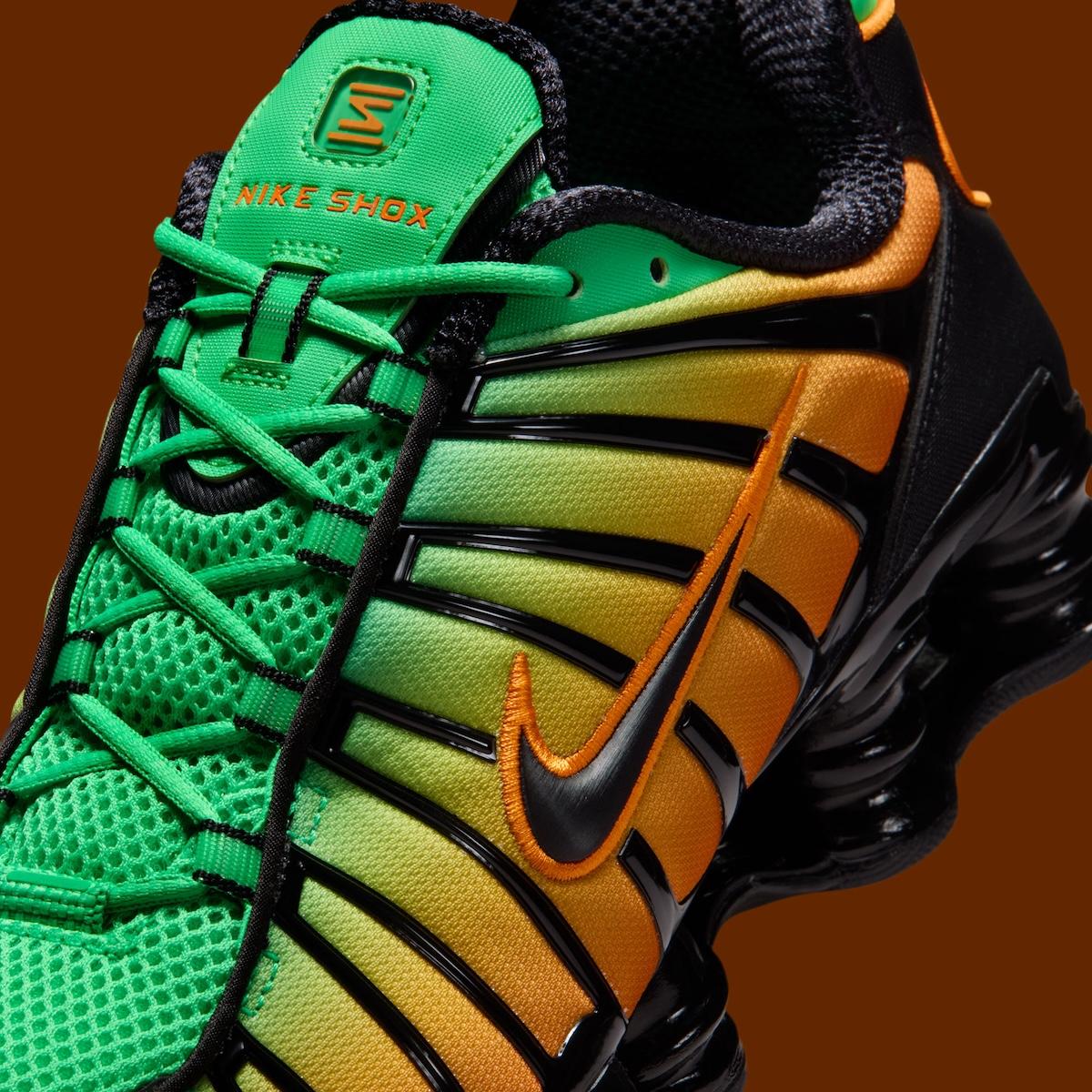 耐克 Shox TL "綠色沖擊/亮陶瓷 "將綠色和橙色完美融合 Nike Shox, Nike - 耐克 Shox TL "綠色沖擊/亮陶瓷 "將綠色和橙色完美融合