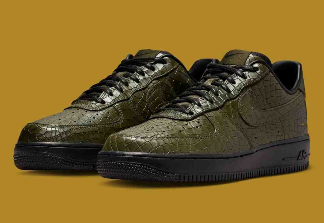 Nike Air Force 1 Low, Nike Air Force 1, Nike - 耐克 Air Force 1 Low 將 "卡其色鱷魚皮 "和摩斯密碼細節相結合