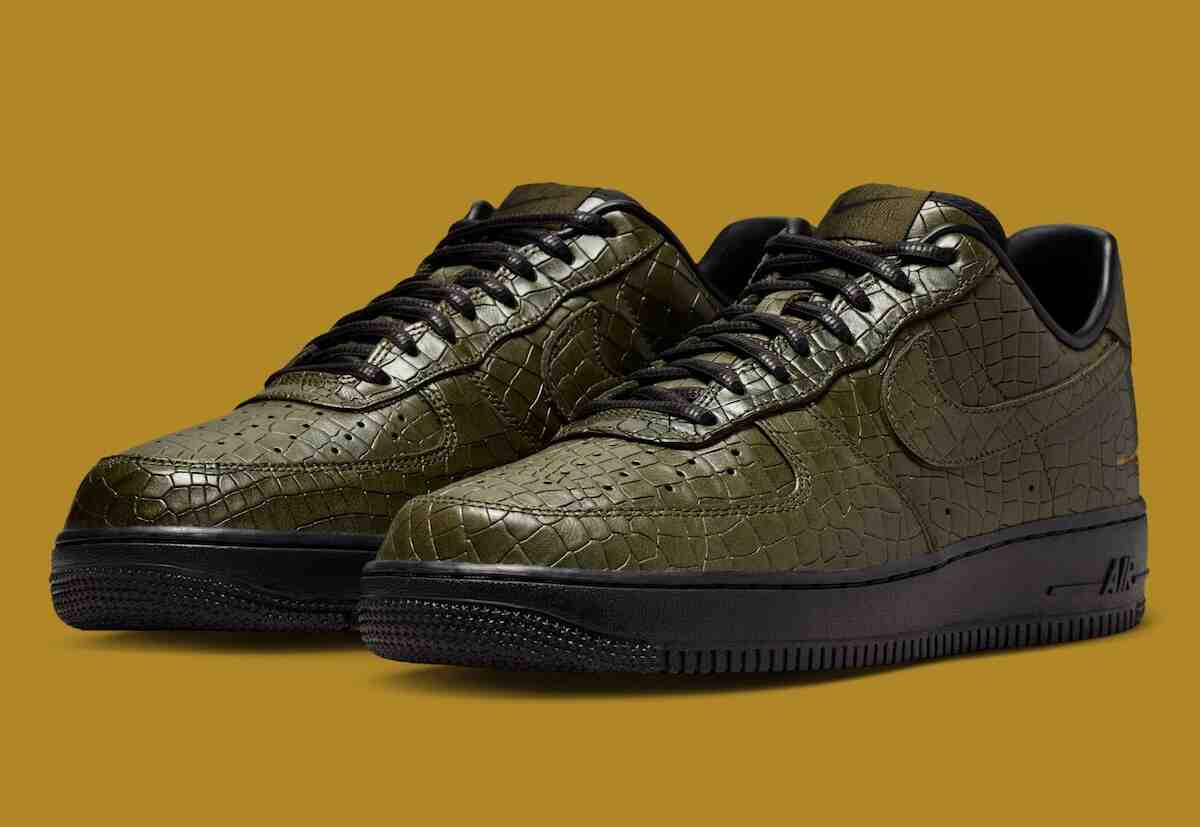 Nike Air Force 1 Low, Nike Air Force 1, Nike - 耐克 Air Force 1 Low 將 "卡其色鱷魚皮 "和摩斯密碼細節相結合