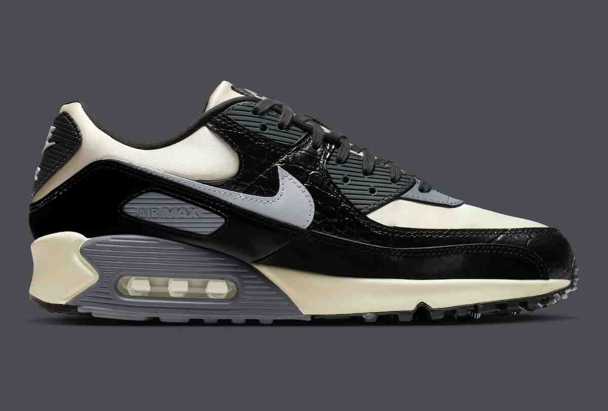 帶有 "黑色鱷魚皮 "鑲邊的耐克 Air Max 90 Nike Air Max 90, Nike - 帶有 "黑色鱷魚皮 "鑲邊的耐克 Air Max 90