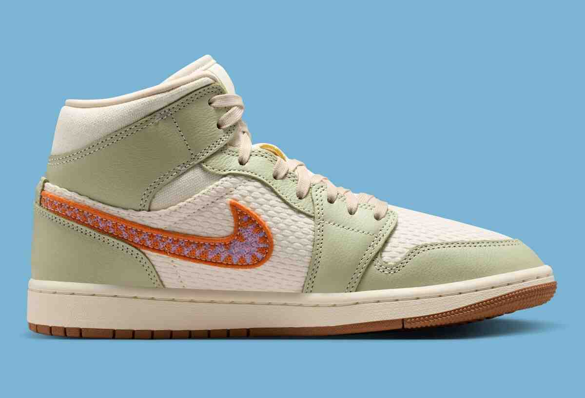 梭織細節詮釋 Air Jordan 1 "橄欖光環 "套裝 Air Jordan 1 Mid, Air Jordan 1 Low, Air Jordan 1, Air Jordan - 梭織細節詮釋 Air Jordan 1 "橄欖光環 "套裝