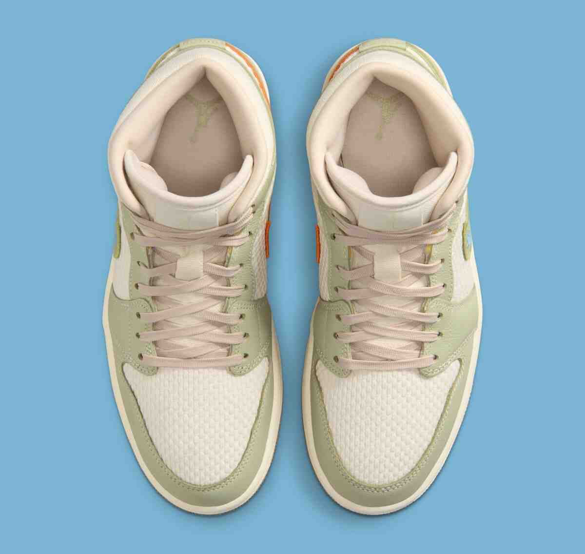 梭織細節詮釋 Air Jordan 1 "橄欖光環 "套裝 Air Jordan 1 Mid, Air Jordan 1 Low, Air Jordan 1, Air Jordan - 梭織細節詮釋 Air Jordan 1 "橄欖光環 "套裝