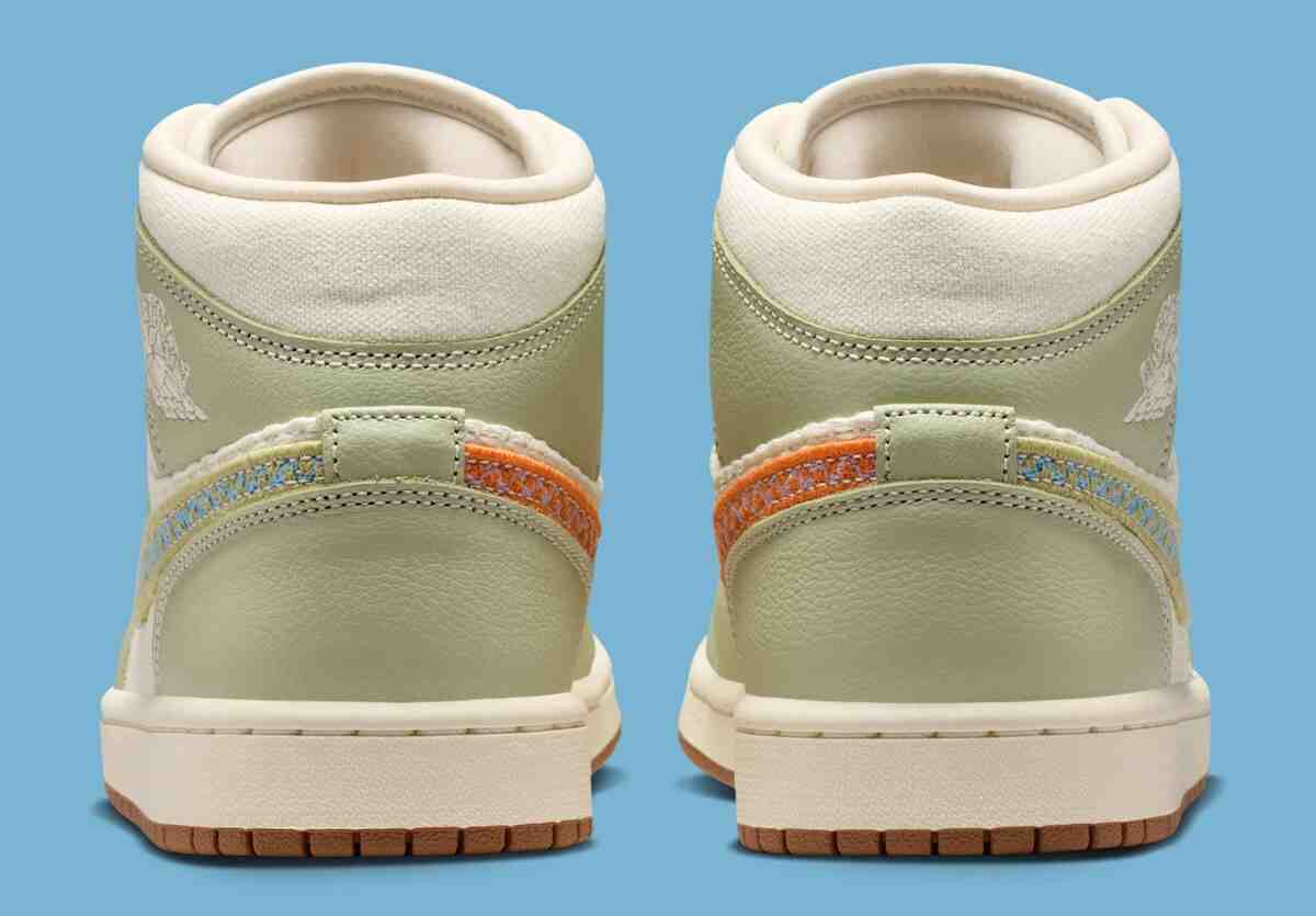 梭織細節詮釋 Air Jordan 1 "橄欖光環 "套裝 Air Jordan 1 Mid, Air Jordan 1 Low, Air Jordan 1, Air Jordan - 梭織細節詮釋 Air Jordan 1 "橄欖光環 "套裝