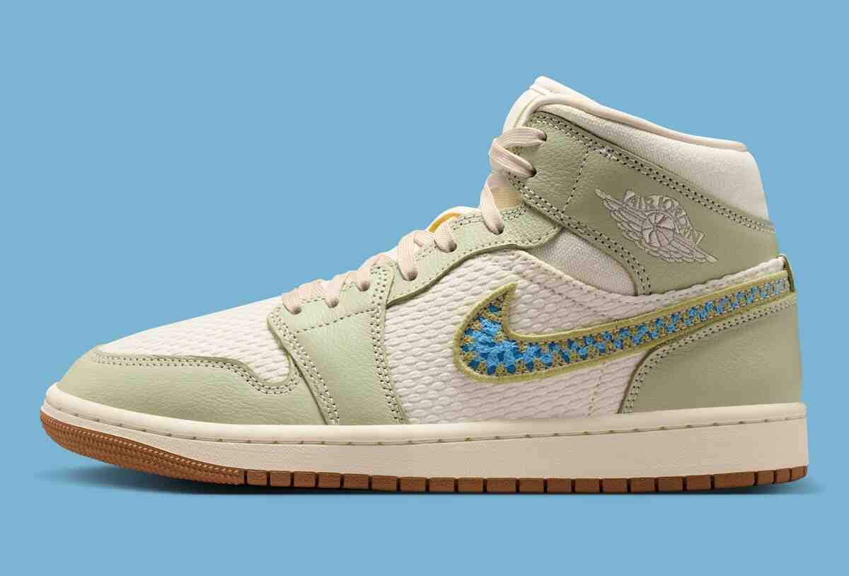 梭織細節詮釋 Air Jordan 1 "橄欖光環 "套裝 Air Jordan 1 Mid, Air Jordan 1 Low, Air Jordan 1, Air Jordan - 梭織細節詮釋 Air Jordan 1 "橄欖光環 "套裝