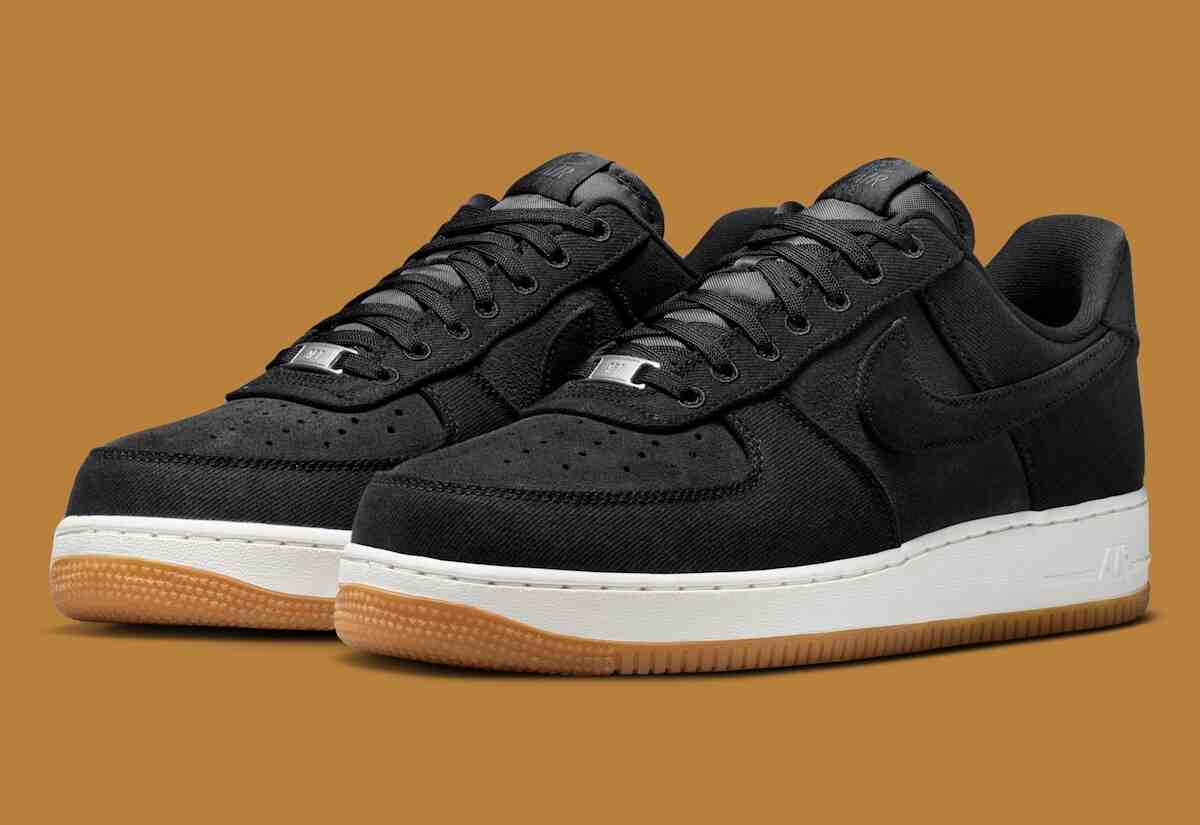 耐克 Air Force 1 Low "黑色帆布 "配膠褐色鞋底 Nike Air Force 1 Low, Nike Air Force 1, Nike - 耐克 Air Force 1 Low "黑色帆布 "配膠褐色鞋底