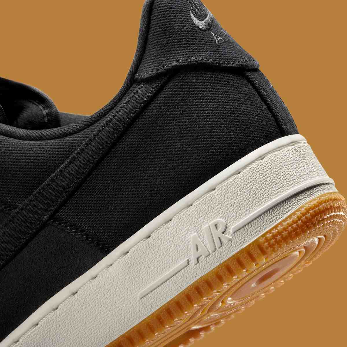 耐克 Air Force 1 Low "黑色帆布 "配膠褐色鞋底 Nike Air Force 1 Low, Nike Air Force 1, Nike - 耐克 Air Force 1 Low "黑色帆布 "配膠褐色鞋底