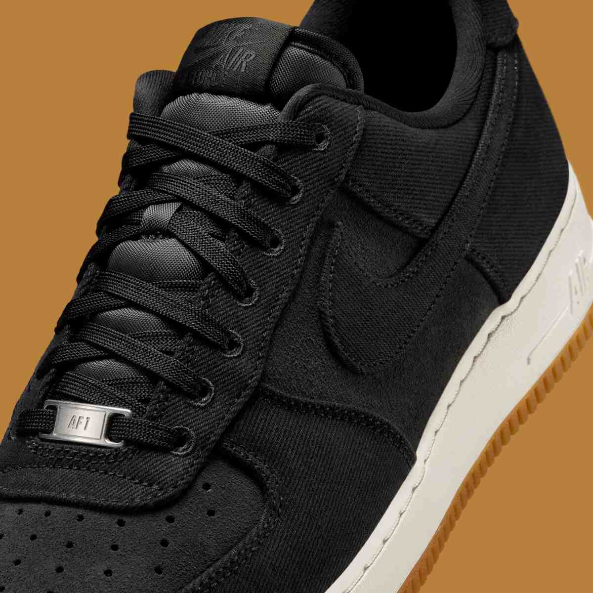 耐克 Air Force 1 Low "黑色帆布 "配膠褐色鞋底 Nike Air Force 1 Low, Nike Air Force 1, Nike - 耐克 Air Force 1 Low "黑色帆布 "配膠褐色鞋底