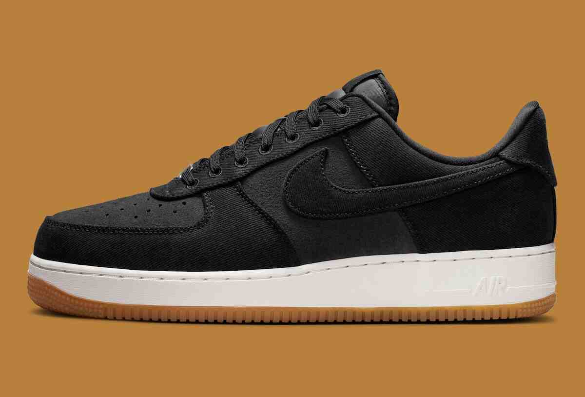 耐克 Air Force 1 Low "黑色帆布 "配膠褐色鞋底 Nike Air Force 1 Low, Nike Air Force 1, Nike - 耐克 Air Force 1 Low "黑色帆布 "配膠褐色鞋底