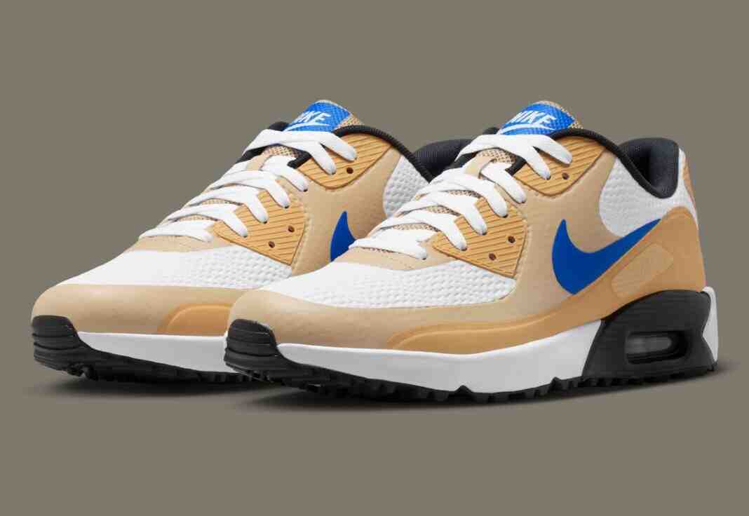 Nike Golf, Nike Air Max 90, Nike - 耐克 Air Max 90 Golf "白色/亞麻布 "配 "皇家 "色細節