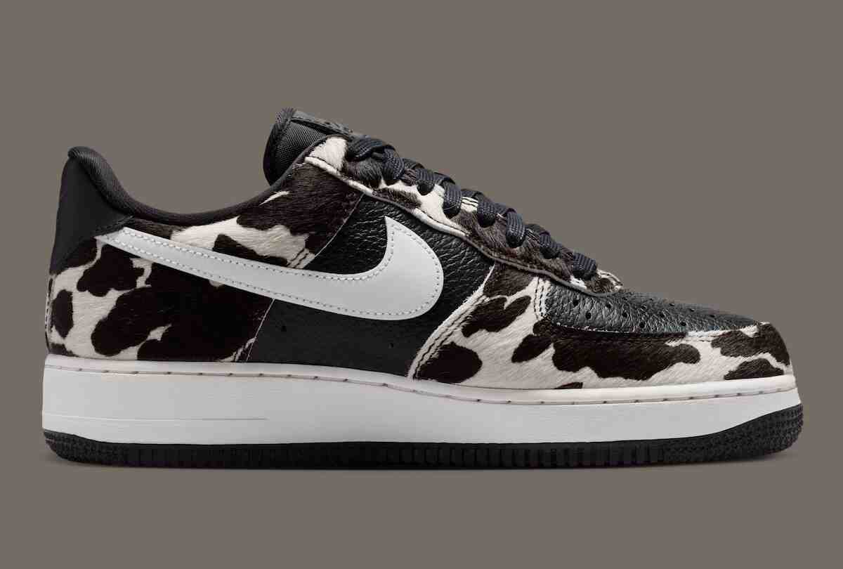 Nike Air Force 1 Low, Nike Air Force 1, Nike - 耐克空軍一號低配版 "牛印 "混搭小馬毛和黑色皮革