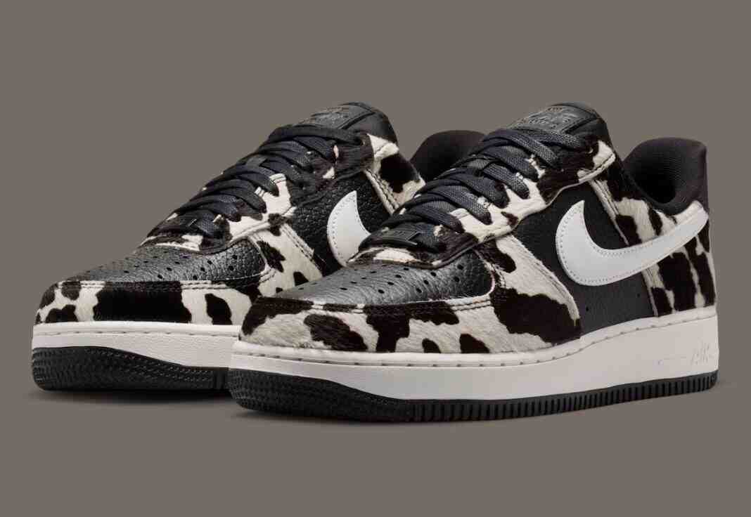 Nike Air Force 1 Low, Nike Air Force 1, Nike - 耐克空軍一號低配版 "牛印 "混搭小馬毛和黑色皮革