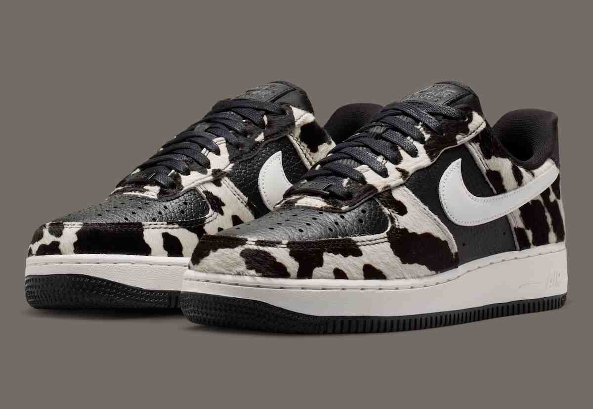 Nike Air Force 1 Low, Nike Air Force 1, Nike - 耐克空軍一號低配版 "牛印 "混搭小馬毛和黑色皮革
