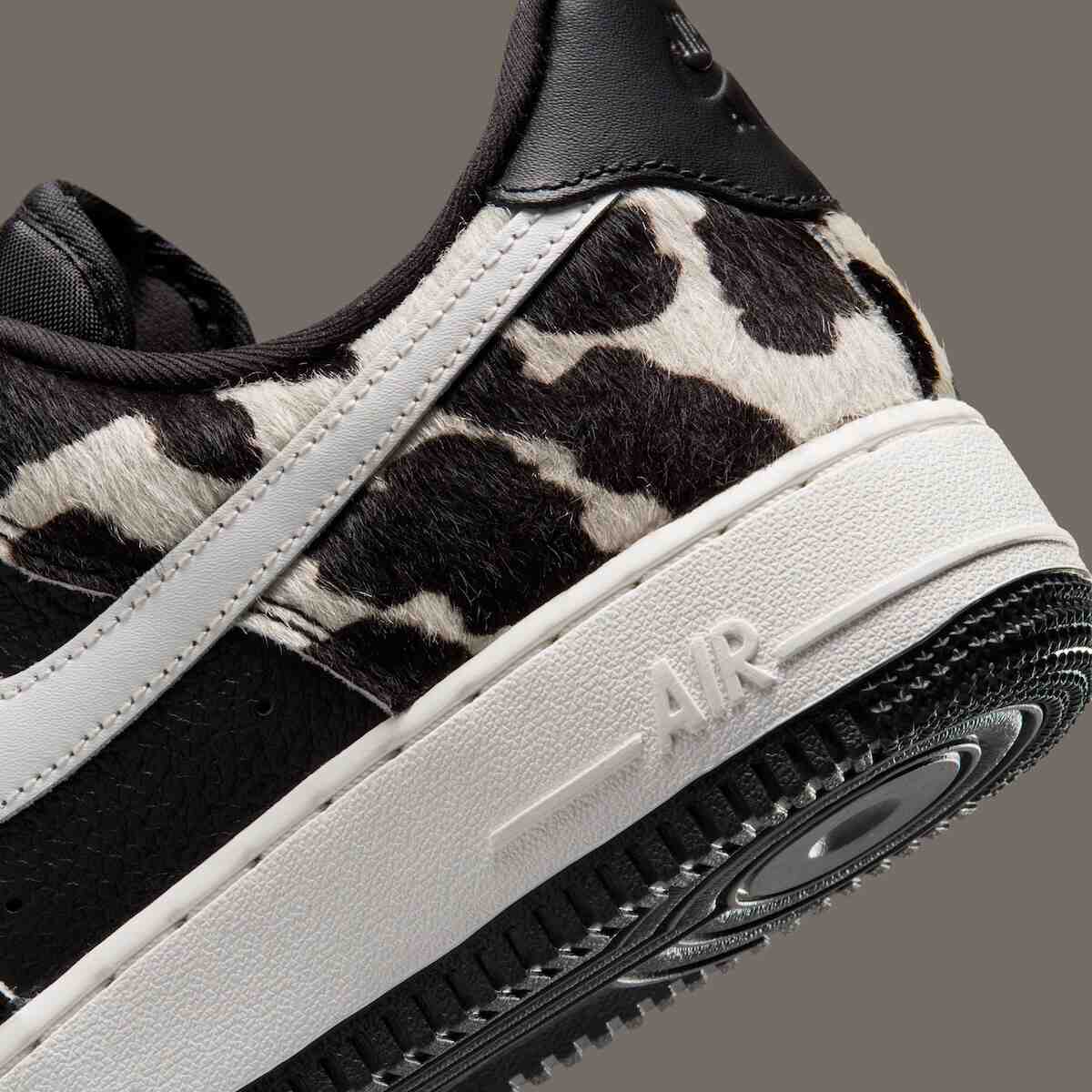Nike Air Force 1 Low, Nike Air Force 1, Nike - 耐克空軍一號低配版 "牛印 "混搭小馬毛和黑色皮革