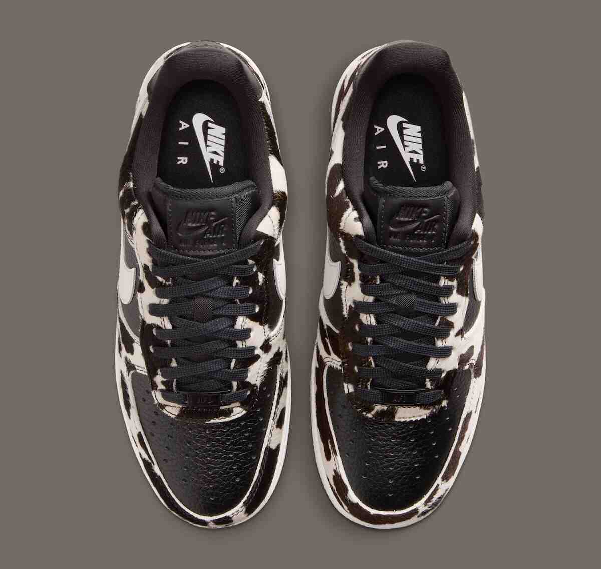 Nike Air Force 1 Low, Nike Air Force 1, Nike - 耐克空軍一號低配版 "牛印 "混搭小馬毛和黑色皮革