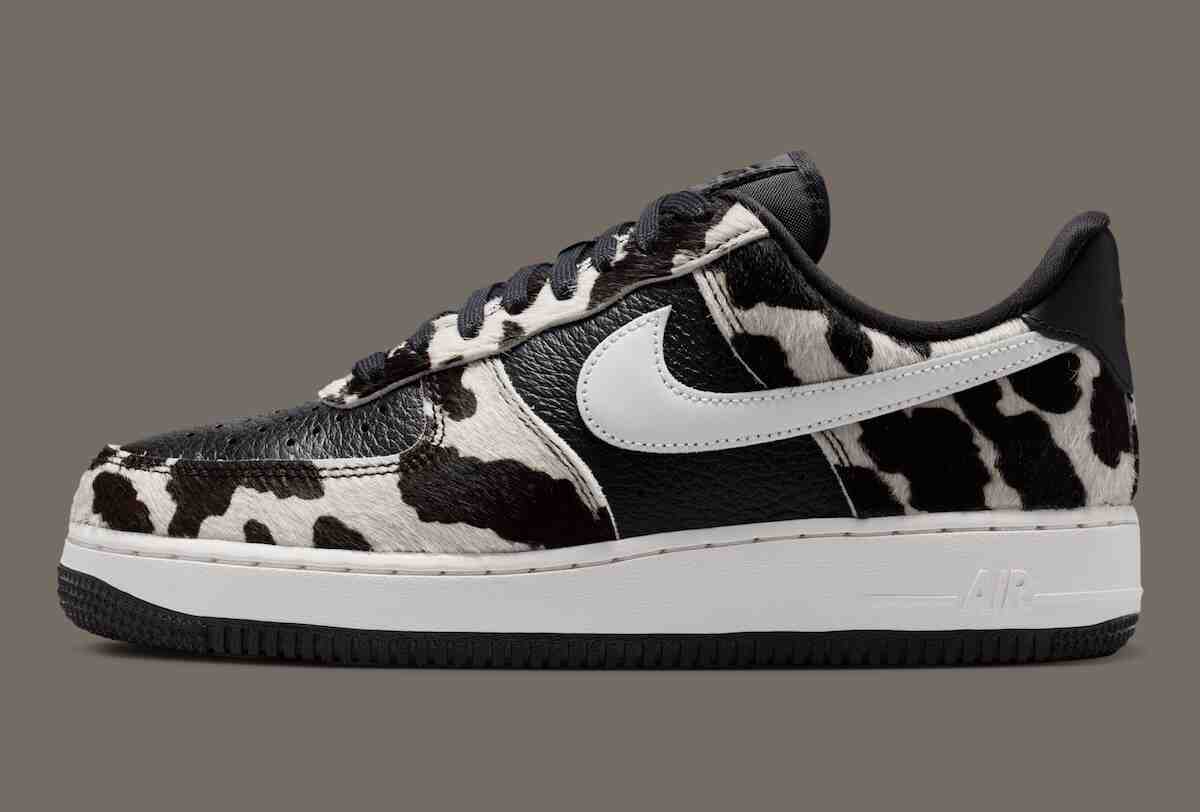 Nike Air Force 1 Low, Nike Air Force 1, Nike - 耐克空軍一號低配版 "牛印 "混搭小馬毛和黑色皮革