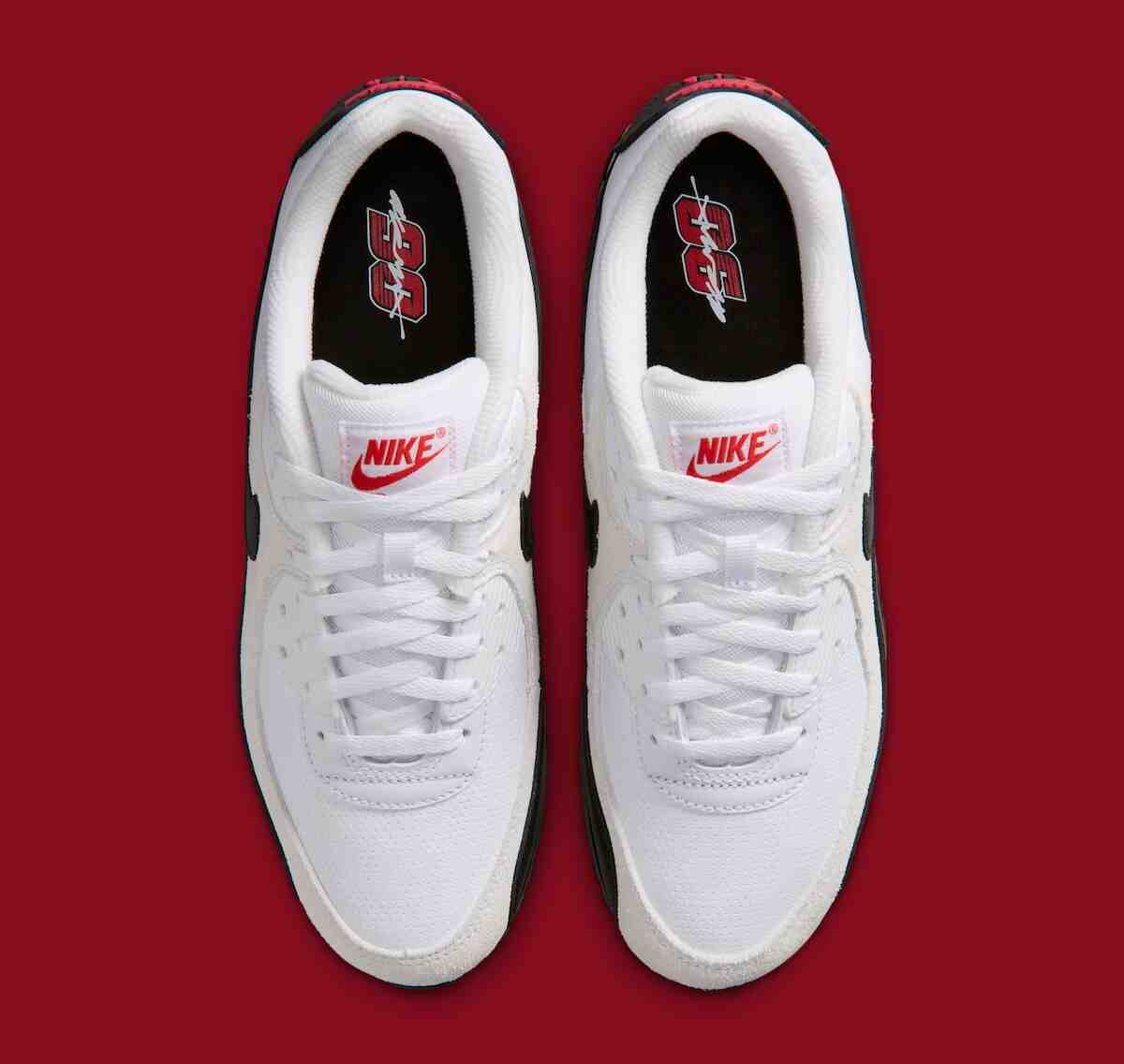 Nike Air Max 90, Nike Air Max, Nike - 耐克 Air Max 90 "白/黑 "配紅色烙印