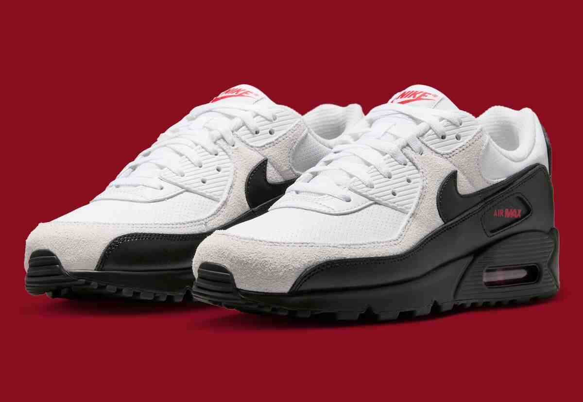 Nike Air Max 90, Nike Air Max, Nike - 耐克 Air Max 90 "白/黑 "配紅色烙印