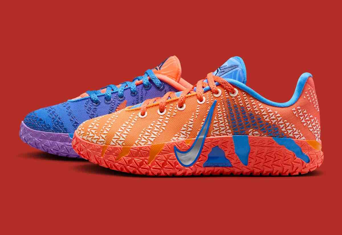 Nike Ja 3, Nike, Ja Morant - 耐克 Ja 3 GS "藍水晶/草皮橙 "採用尼克斯隊的混搭配色